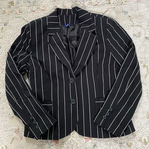 Structured black and white striped blazer